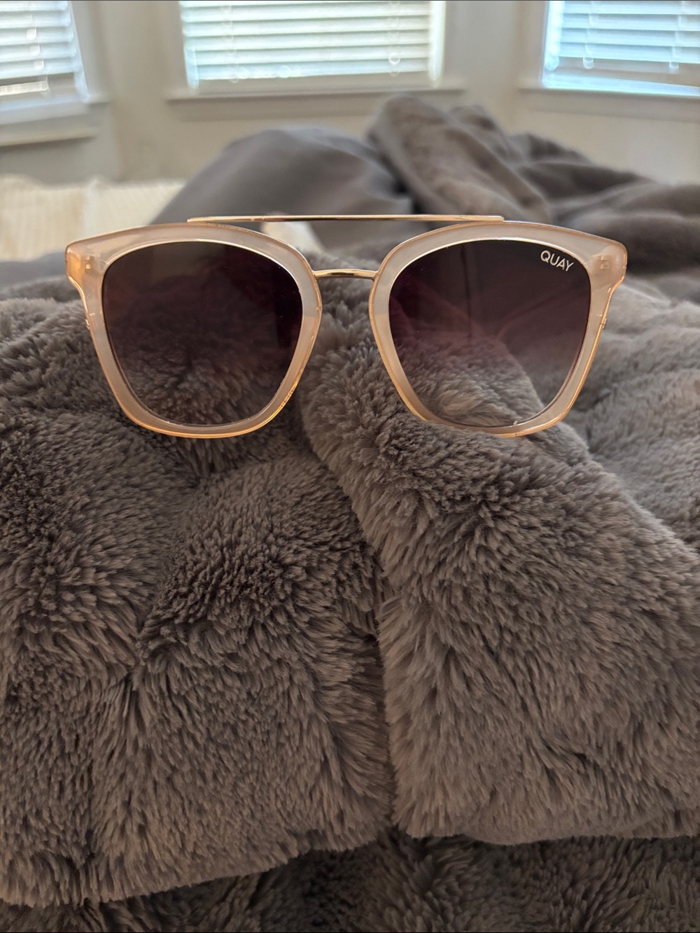 Quay Australia Blush Pink Frame Sunglasses with Gradient Lenses